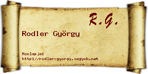 Rodler György névjegykártya