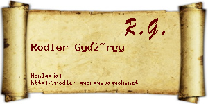 Rodler György névjegykártya